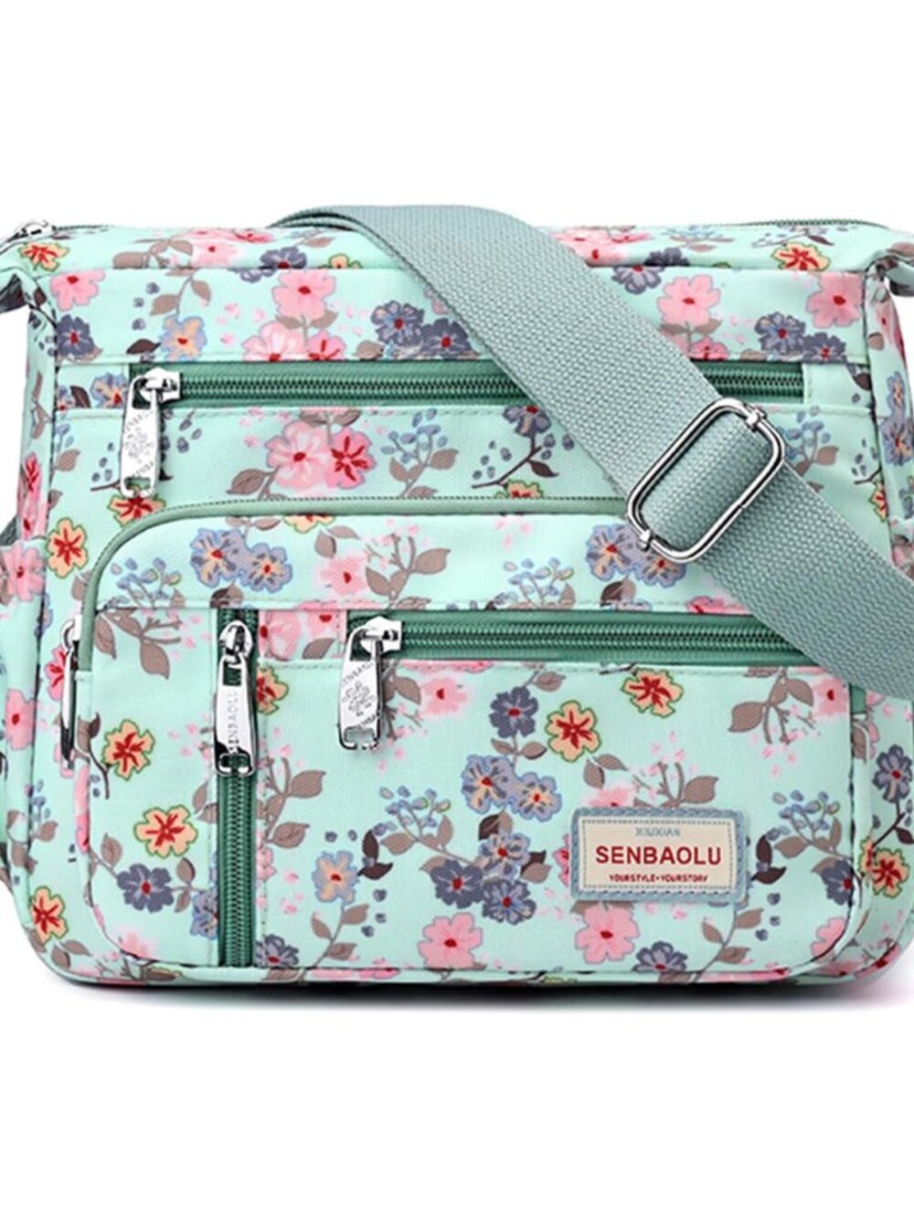 Crossbody Bag for Women Nylon Multi pockets Shoulder Bag Waterproof Floral Messe